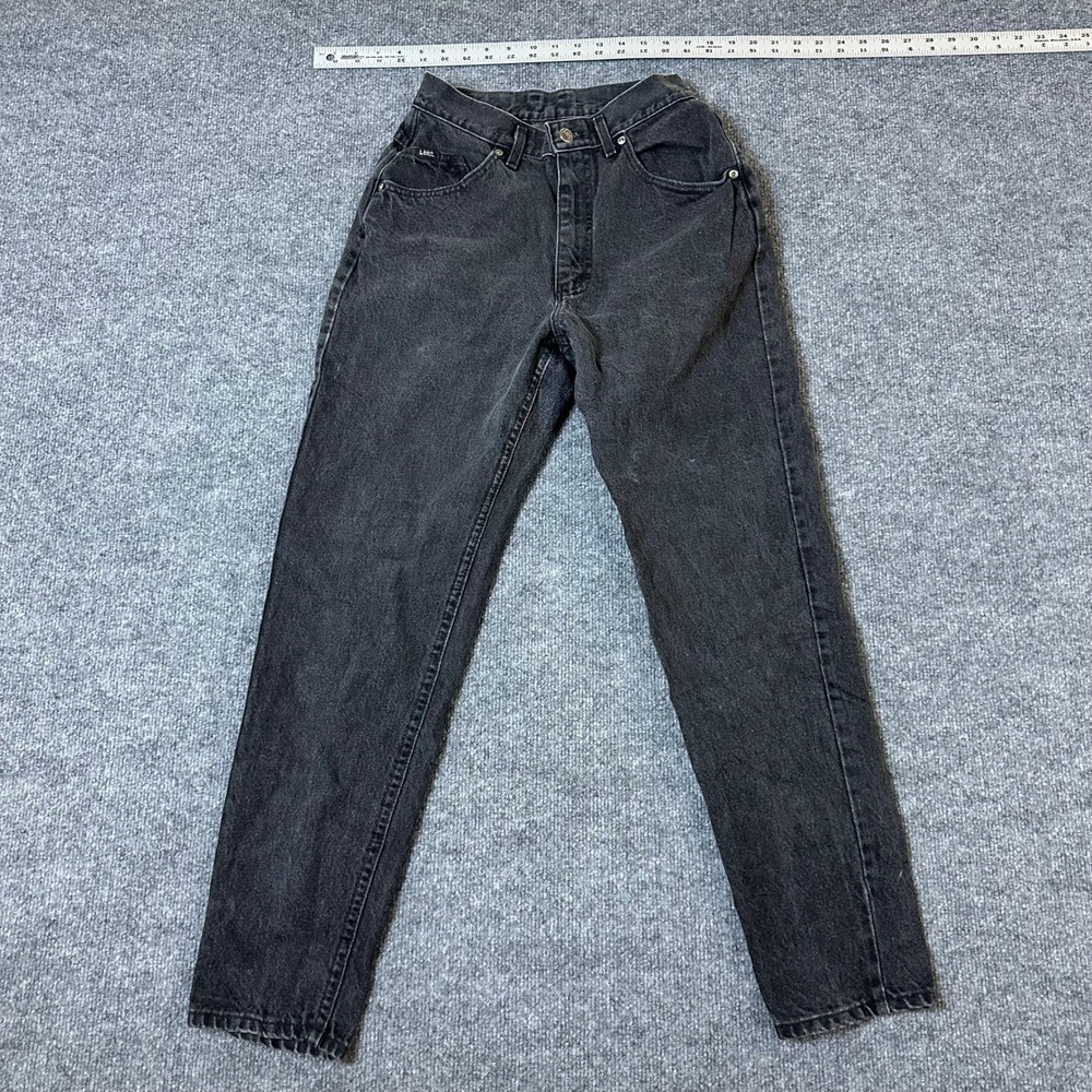 Lee Jeans Womens Size 11 Med Black High Waisted Tapered Leg Denim Made in USA
